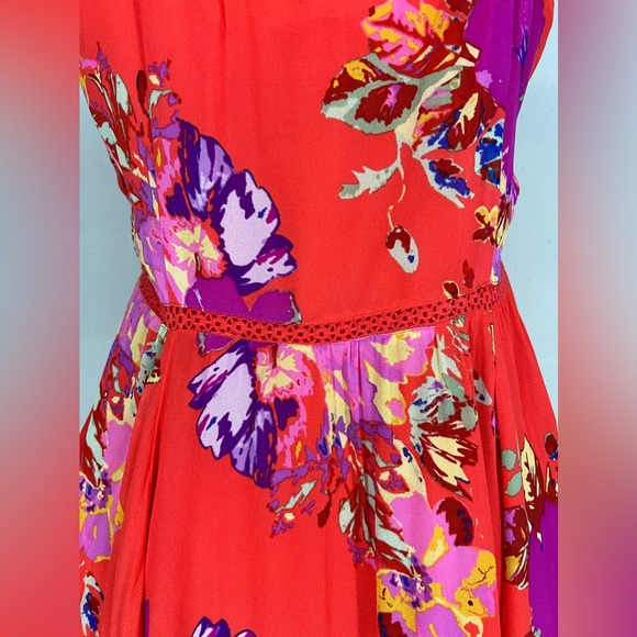 Anthropologie Maeve Red Floral Dress Size 10 - Picture 7 of 8